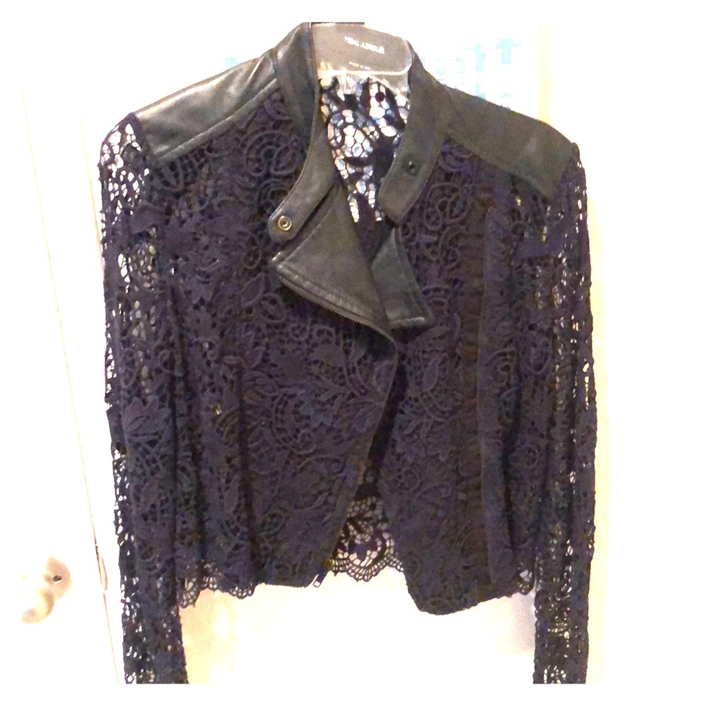 Yigal Azrouël lace leather jacket